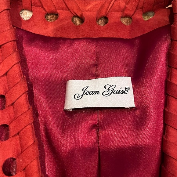 Jean Guise Suede Tie Jacket Red Size 44 - Picture 4 of 4